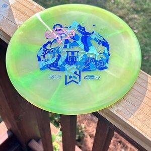 New Discraft Swirly Lime Green Scott W TS Buzz OS Disc Golf Disc